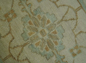 Beige, Gray and Olive Antique Floral Hand knotted Traditional Oushak 8x10 wool Area rug