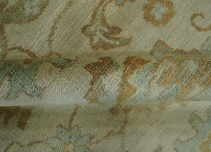 Beige, Gray and Olive Antique Floral Hand knotted Traditional Oushak 8x10 wool Area rug