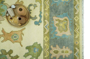 Beige, Gray and Olive Hand Knotted 8x10 Traditional Oushak wool area rug