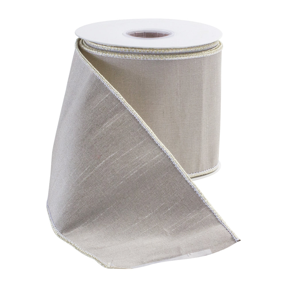 Beige Holiday Ribbon 4" x 10 Yds. - Tuesday Morning - Decorative Objects