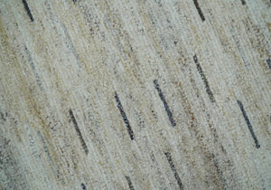 Beige, Ivory and Charcoal Modern Stripes Design 5x8 Dari Pet yard Area Rug