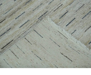 Beige, Ivory and Charcoal Modern Stripes Design 5x8 Dari Pet yard Area Rug