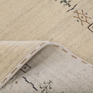 Beige Tribal Border Hand Loomed Wool Area Rug