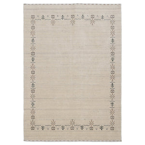 Beige Tribal Border Hand Loomed Wool Area Rug