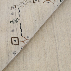 Beige Tribal Border Hand Loomed Wool Area Rug
