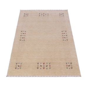 Beige Tribal Center Medallion Hand Loomed Wool Area Rug