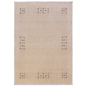 Beige Tribal Center Medallion Hand Loomed Wool Area Rug