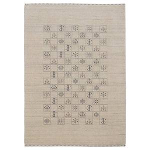Beige Tribal Design Hand Loomed Wool Area Rug