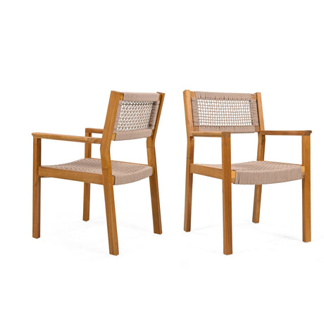 Belladom Wood and Rope Dining Chair with Open Back, Set of 2 - Dining Chairs