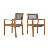 Belladom Wood and Rope Dining Chair with Open Back, Set of 2 - Dining Chairs