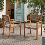 Belladom Wood and Rope Dining Chair with Open Back, Set of 2 - Dining Chairs