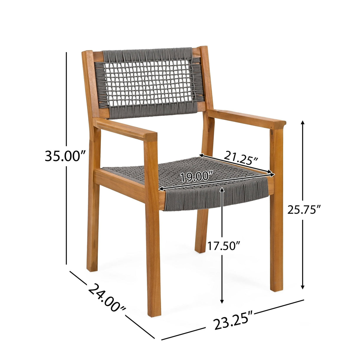 Belladom Wood and Rope Dining Chair with Open Back, Set of 2 - Dining Chairs