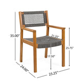 Belladom Wood and Rope Dining Chair with Open Back, Set of 2 - Dining Chairs