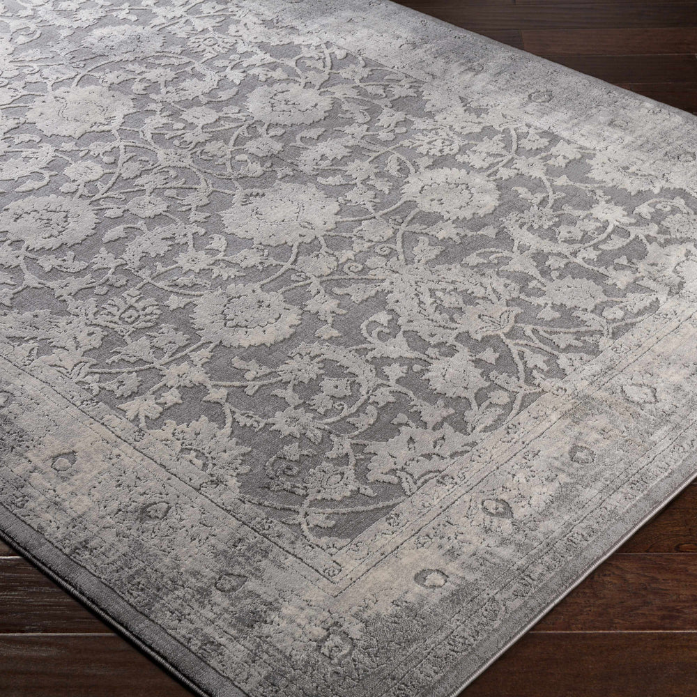 Benavides Gray Updated Traditional Tibetan Rug