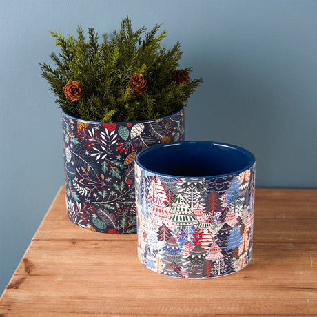 Berry-and-Pine-Tree-Holiday-Planter-(Set-of-4)-Christmas-Decor