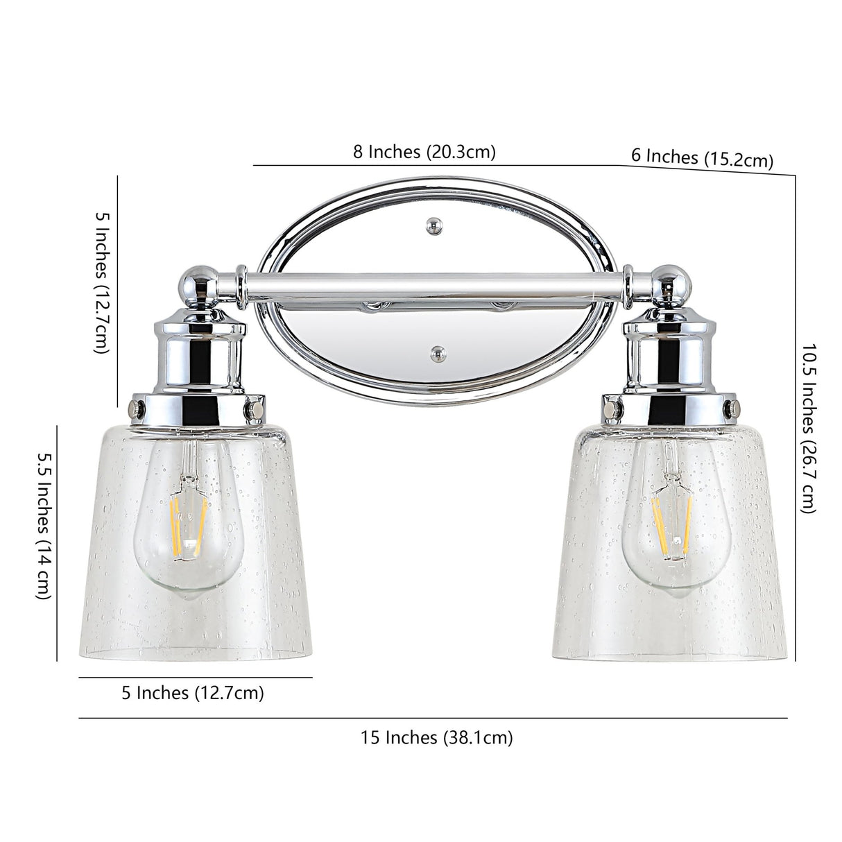 Beverly 2 - light iron/seeded glass classic cottage led vanity light - Tuesday Morning - Bathroom Vanity Lights
