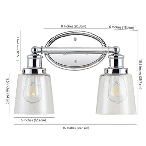 Beverly 2 - light iron/seeded glass classic cottage led vanity light - Tuesday Morning - Bathroom Vanity Lights
