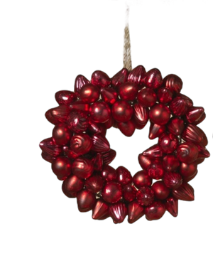 Handblown  Red Glass Ornament Wreath