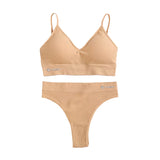 Talmont Seamless Ribbed Bra & Panty Set – Soft, Stretchy Lounge Lingerie with Removable Pads