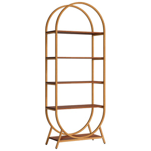 Arched 5 Tier Open Bookshelf For Office - Brown
