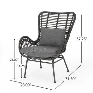 Modern Aesthetic Outdoor Rattan Accent Chair With Metal Legs