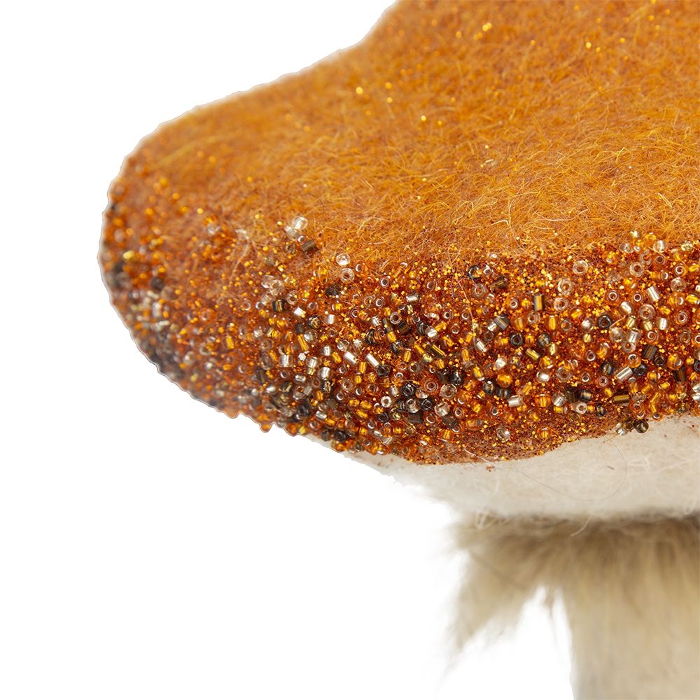 Mushroom Holiday Ornament, For Harvest Festival Fall Festival & Thanksgiving Table Decorations (Set of 2) - Beige / Orange
