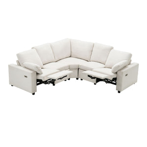 Power Recliner Sectional Sofa Home Theater Reclining Sofa With Two USB Ports, Two Storage Drawers For Living Room
