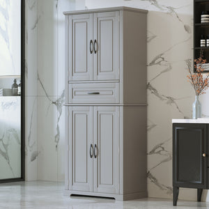 Bathroom Storage Cabinet with Adjustable Shelves and Drawer - Gray or White