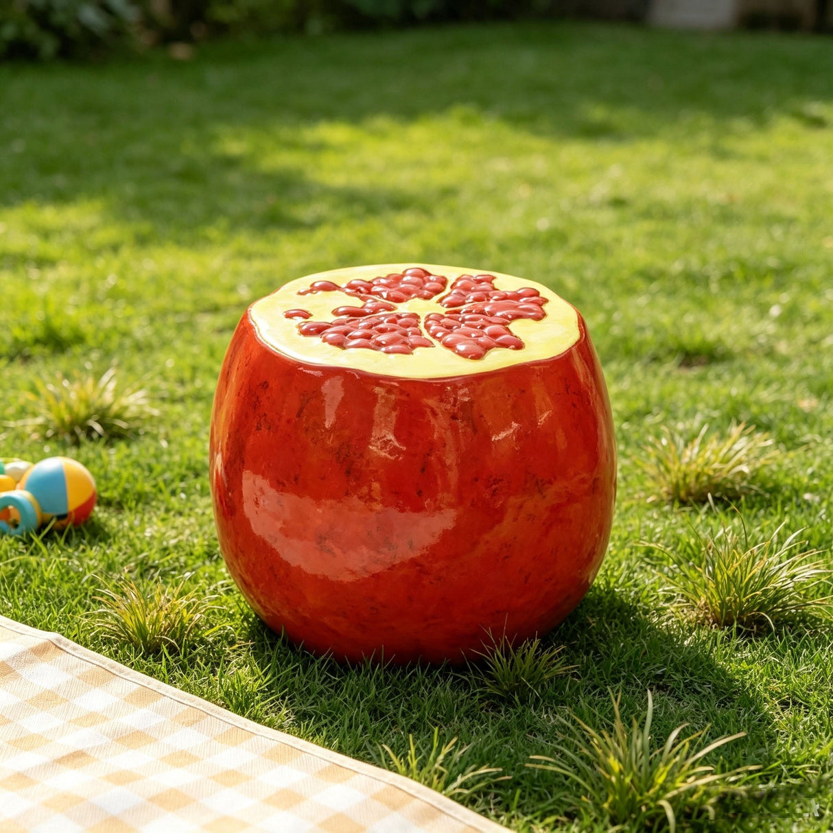 Pomegranate Fruit Stool – 13.4" Oversized Resin Stool