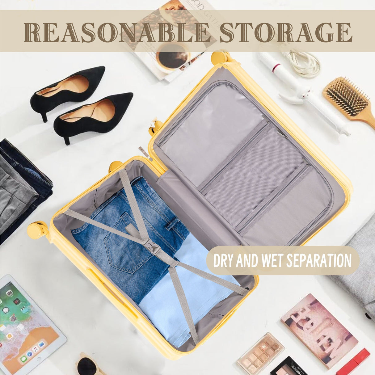 20'/24'/28' ABS Spinner Wheel Luggage Set with USB Port & Cup Holder