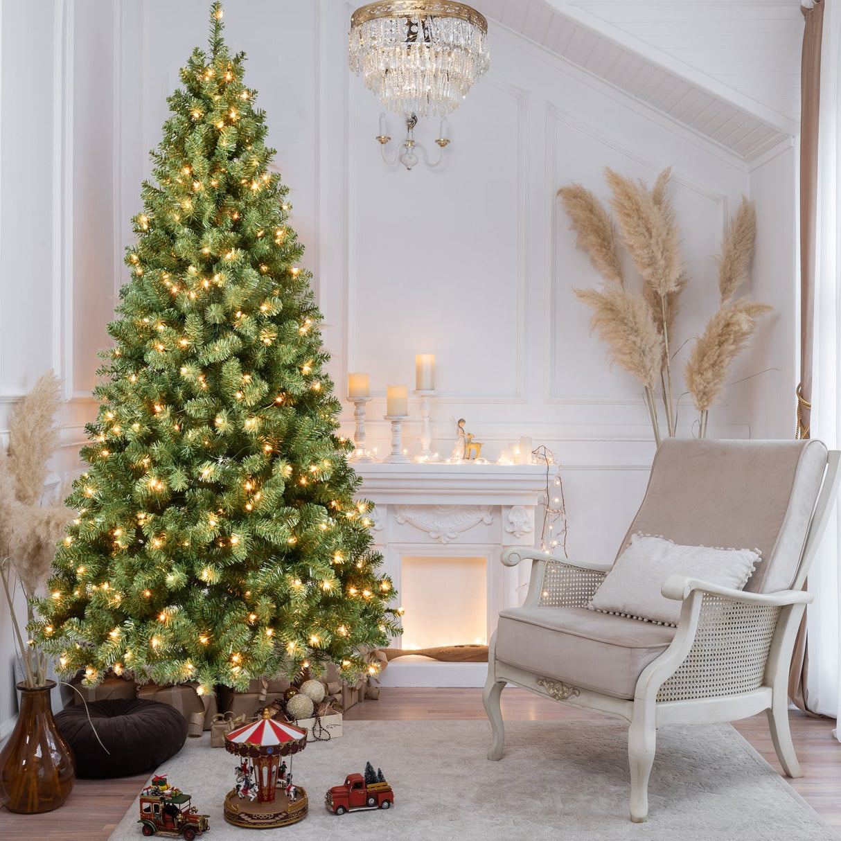 5ft Pre-Lit PVC Christmas Tree with 200 UL Lights