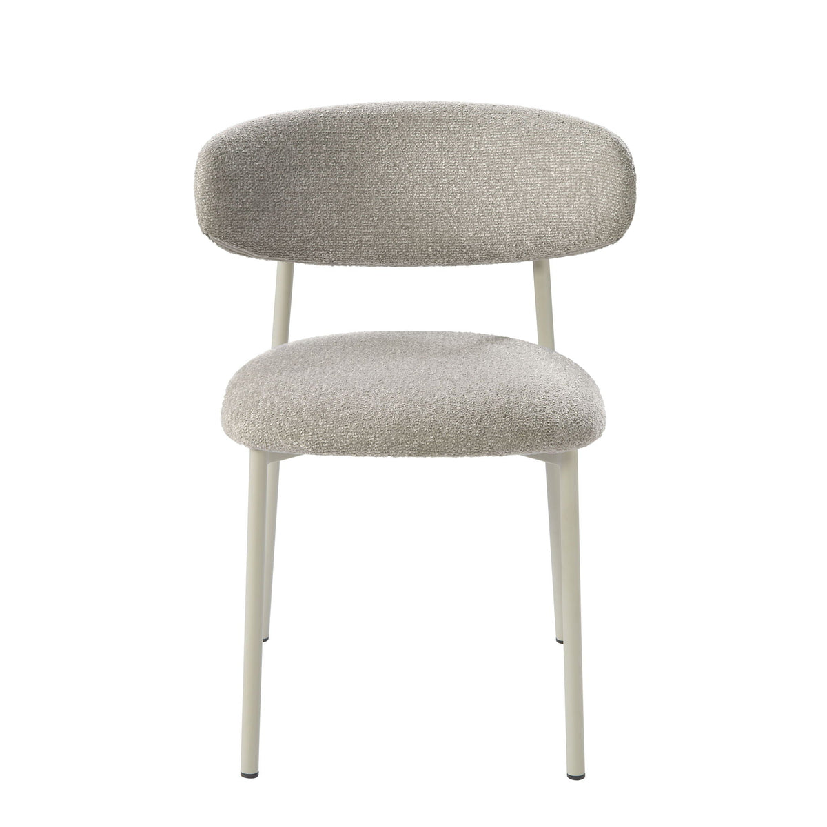 Light Gray Side Chair Set of 2 with Upholstered Seat and Metal Frame