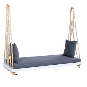 TOPMAX Patio Wooden Swing Chair with Cushion & Pillows