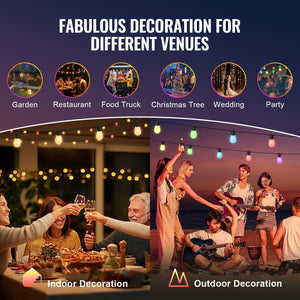 RGB Outdoor String Lights, 50FT with APP Control