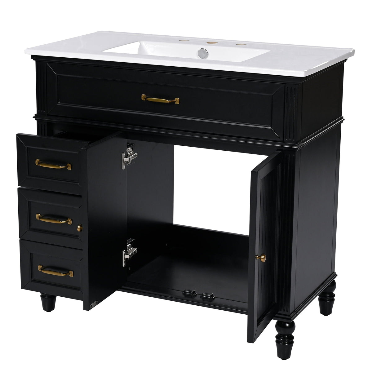 Bathroom Vanity With Sink, 2 Doors 2 Drawers, Freestanding Design