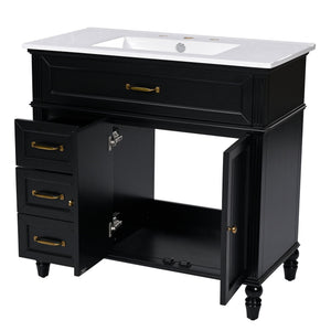 Bathroom Vanity With Sink, 2 Doors 2 Drawers, Freestanding Design