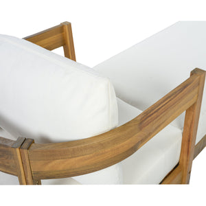 78" Acacia Wood Outdoor Chaise Lounge Chair