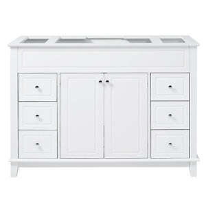 Bathroom Vanity Cabinet Only, 6 Soft Close Drawers & Double Doors With 2 Tier Shelves - White