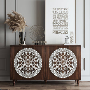 60" Vintage Mandala Carved Sideboard