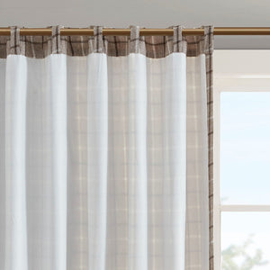 Plaid Rod Pocket and Back Tab Curtain Panel with Fleece Lining