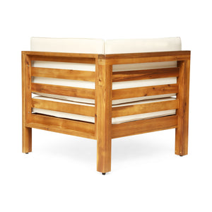 OANA Outdoor Wooden Sectional Set with Cushions, Beige