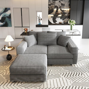 Deep Seat Convertible Sofa With Soft Pillows And Ottomans