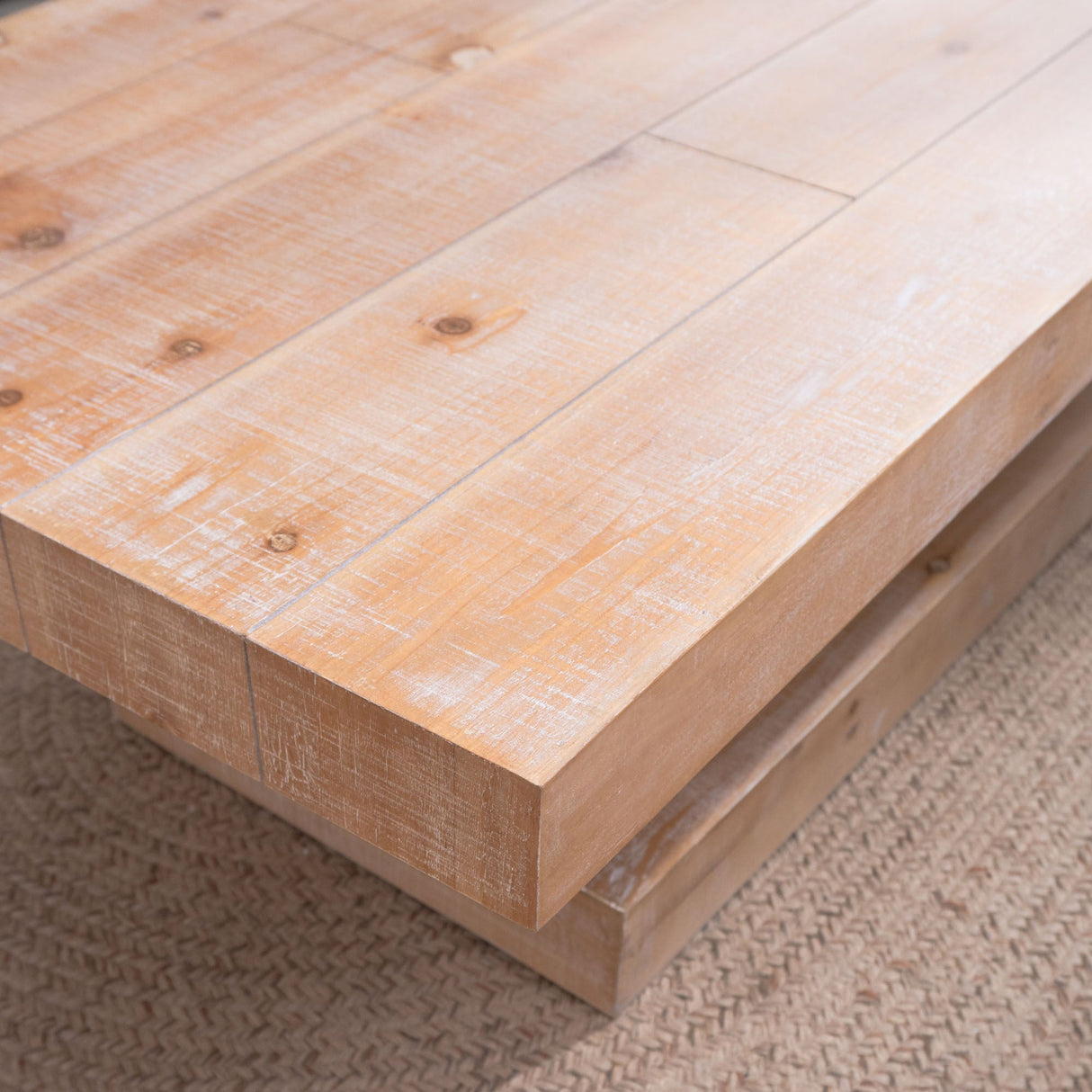 Modern Rustic Coffee Table – Rectangular Wood Center Table for Living Room