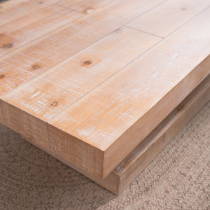 Modern Rustic Coffee Table – Rectangular Wood Center Table for Living Room