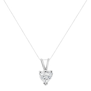 14K White Gold 1/5 Cttw 3-Prong Set Heart Shaped Solitaire Lab Grown Diamond 18" Pendant Necklace (F-G Color, VS2-SI1 Clarity)