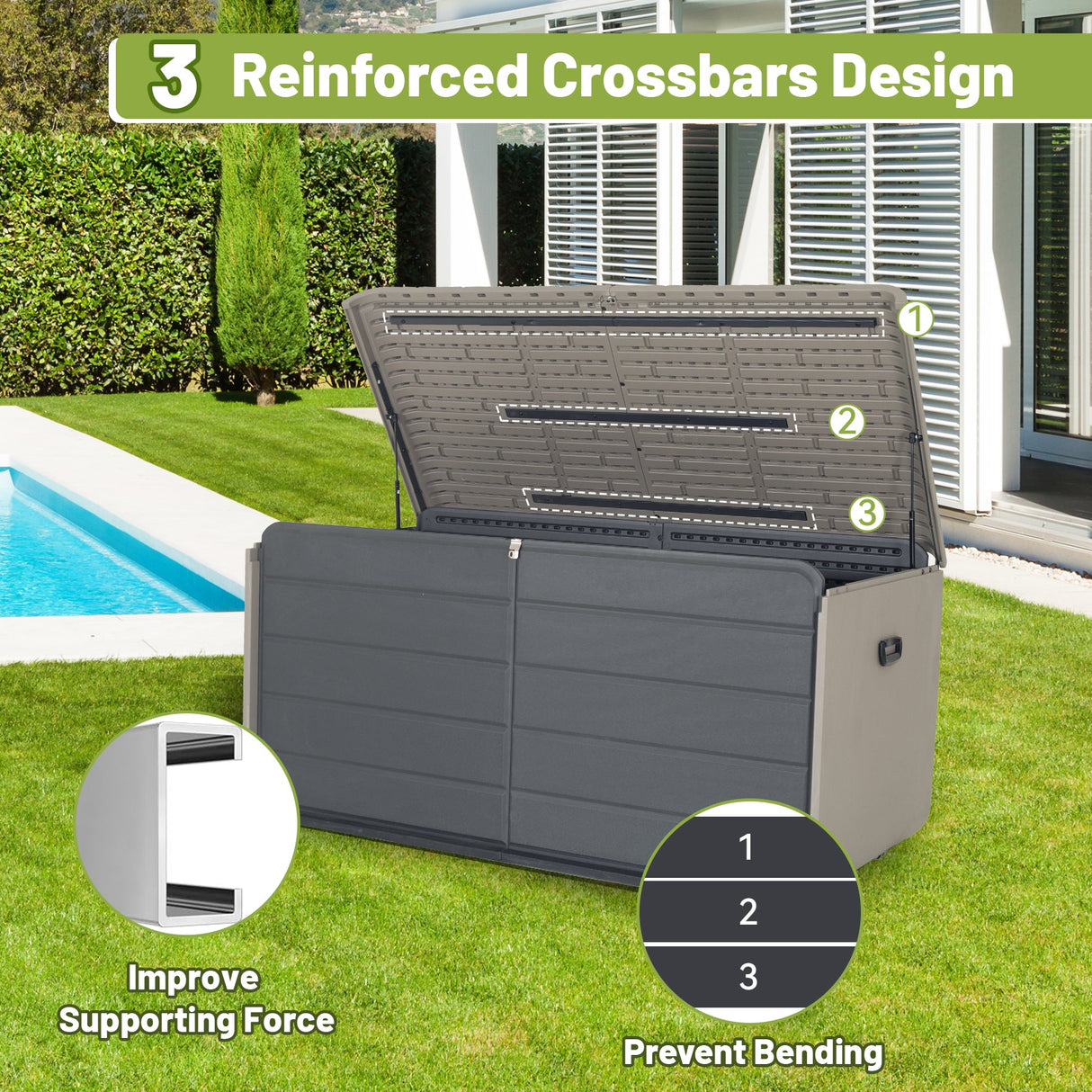260 Gallon Plastic Deck Box - Large Patio Storage Box