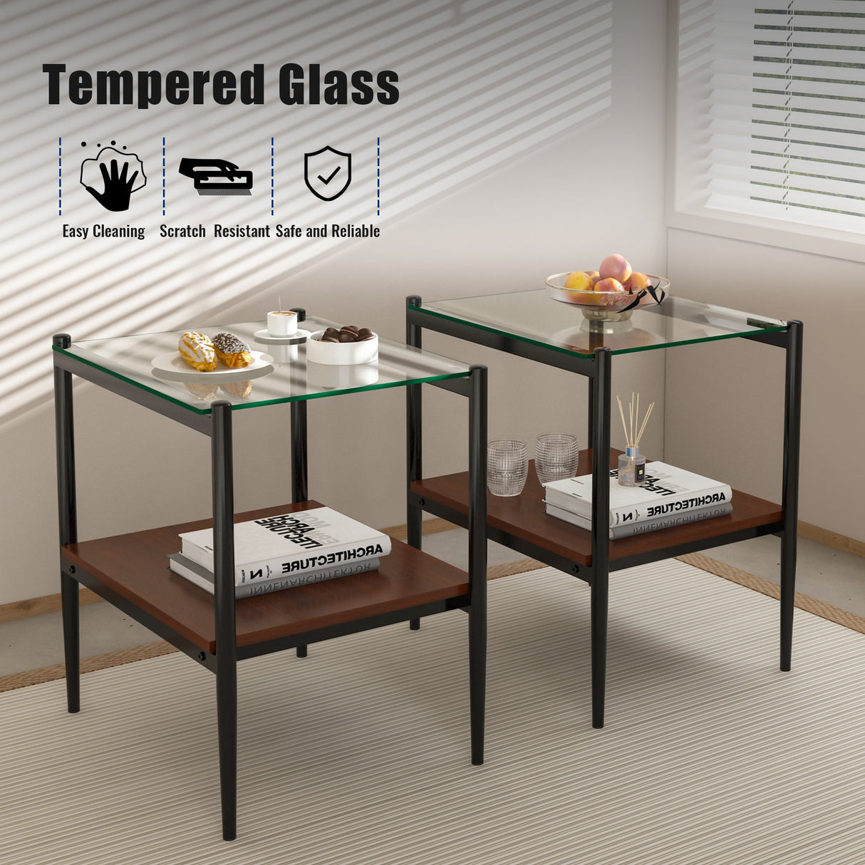Set of 2 Rectangle End Table