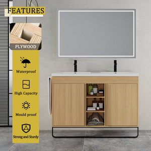 48" Freestanding Bathroom Vanity With Resin Double Sink