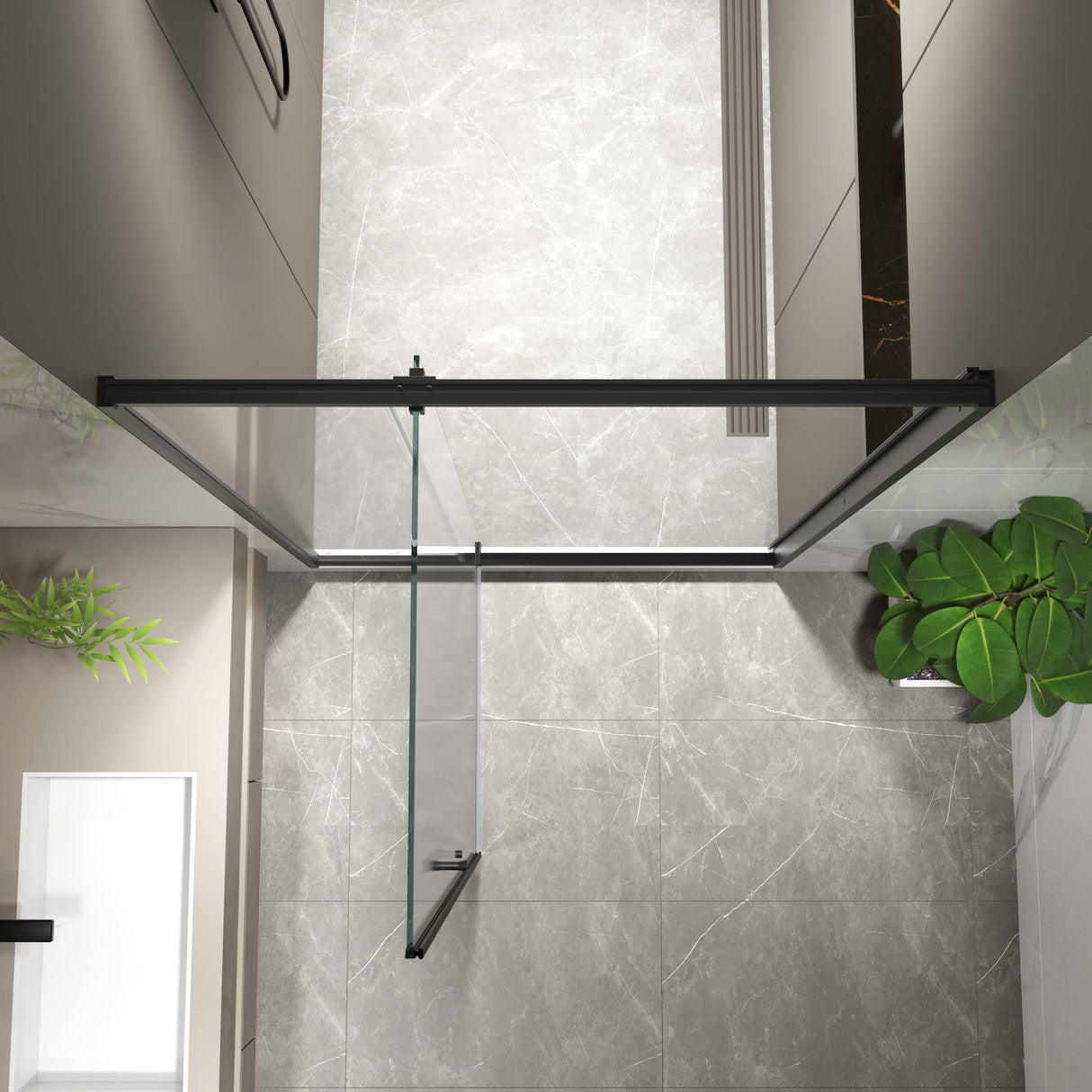 50-54"W x 74"H Pivot Shower Door with Matte Tempered Glass Finish