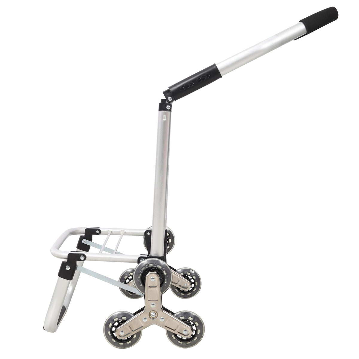 Foldable Shopping Stair Trolley With Triangular Wheels And Removable Waterproof Bag - Black